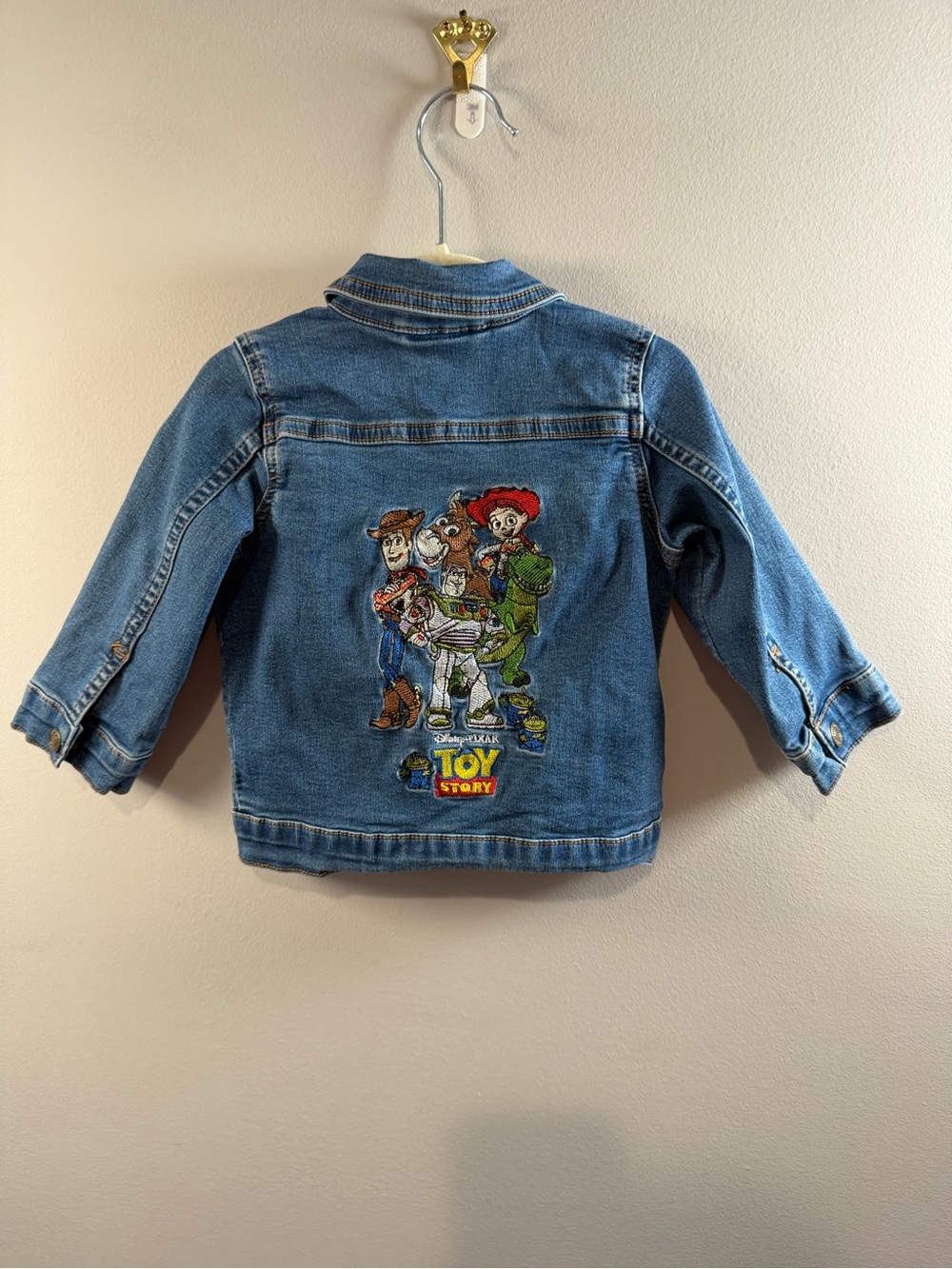 Disney Pixar Toy Story 25th Anniversary Denim Jacket Woody Buzz Size 12-18m